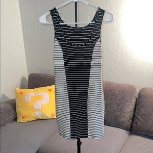 Torn by Ronny Kobo Black and White Striped Mini Dress